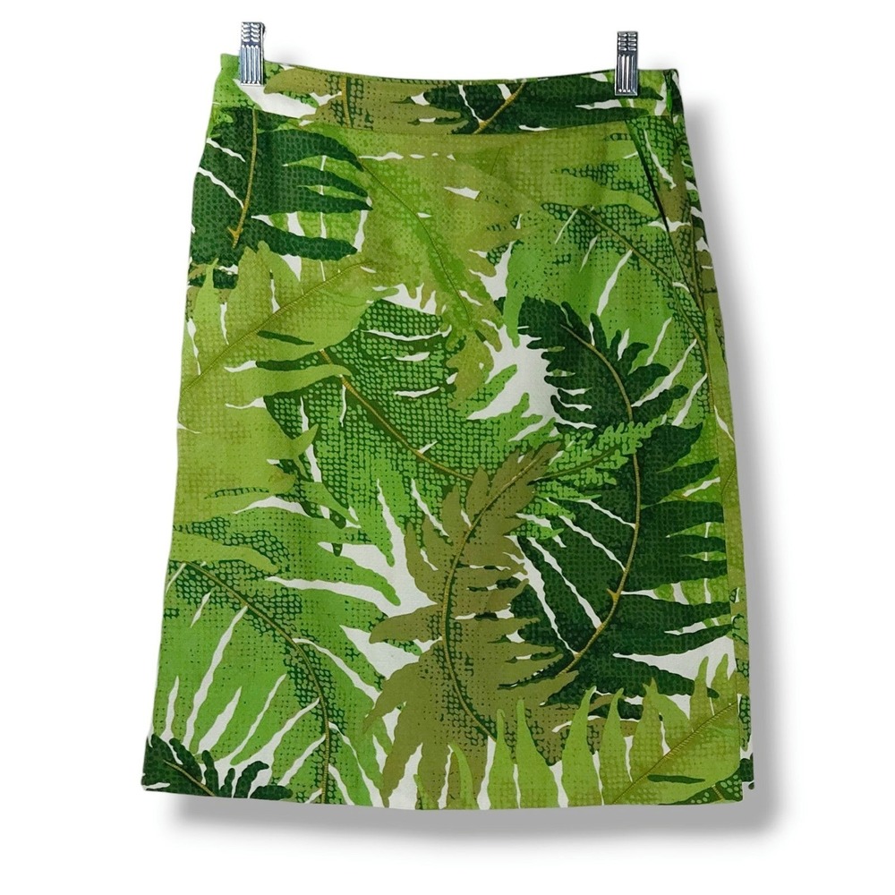 Vanessa Virginia Anthropologie Tropical Skirt Green Leaf Print Cotton Mini 4